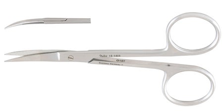 Iris Scissors Miltex® 4 Inch Length OR / Surgical Grade German Stainless Steel NonSterile Finger Ring Handle Curved Sharp Tip / Sharp Tip