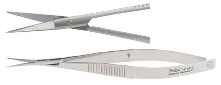 Iris Scissors Miltex® Noyes 4-1/2 Inch Length OR / Surgical Grade German Stainless Steel NonSterile Thumb Handle Straight Sharp Tip / Sharp Tip