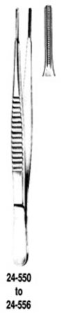 Tissue Forceps Miltex® DeBakey 6 Inch Length OR / Surgical Grade German Stainless Steel NonSterile NonLocking Thumb Handle Straight Blunt Serrated Tips