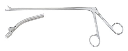 Uterine Biopsy Forceps Miltex® Wittner 8-1/2 Inch Length OR / Surgical Grade German Stainless Steel NonSterile NonLocking Finger Ring Handle Curved Oblong Bite with Teeth on Lower Jaw