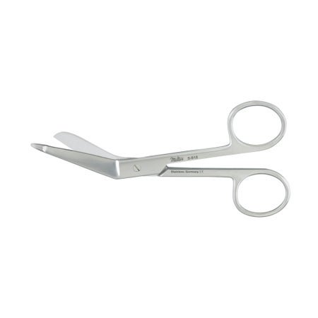 Bandage Scissors Miltex® Knowles 5-1/2 Inch Length OR / Surgical Grade German Stainless Steel NonSterile Finger Ring Handle Angled to Side Sharp Tip / Blunt Tip