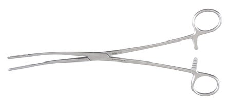 Sponge Forceps Miltex® Fletcher 9-1/2 Inch Length OR / Surgical Grade German Stainless Steel NonSterile Locking Finger Ring Handle Curved Fenestrated Serrated Oval Tips
