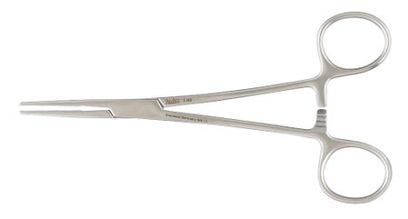 Hemostatic Forceps Miltex® Rankin 6-1/4 Inch Length OR / Surgical Grade German Stainless Steel NonSterile Locking Finger Ring Handle Straight Serrated Tips