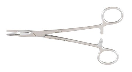 Needle Holder Olsen-Hegar 6-1/2 Inch Length Serrated Jaws Finger Ring Handle