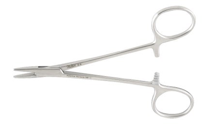 Needle Holder Halsey 5 Inch Length Smooth Jaws Finger Ring Handle