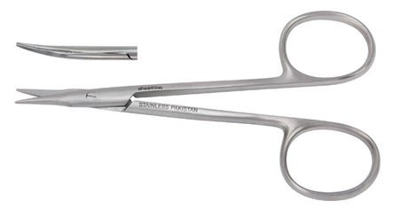 Tenotomy Scissors Vantage® Stevens 4-1/8 Inch Length Floor / Office Grade Pakistani Stainless Steel NonSterile Finger Ring Handle Curved Blunt Tip / Blunt Tip