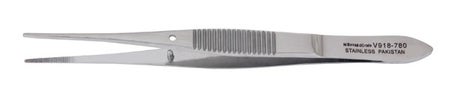Iris Forceps Vantage® 4 Inch Length Floor / Office Grade Pakistani Stainless Steel NonSterile NonLocking Thumb Handle Straight Serrated Tips