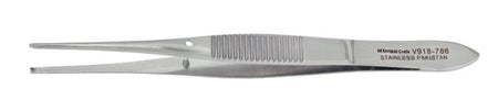 Iris Forceps Vantage® 4 Inch Length Floor / Office Grade Pakistani Stainless Steel NonSterile NonLocking Thumb Handle Straight 1 X 2 Teeth