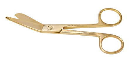 Bandage Scissors Vantage® Lister 5-1/2 Inch Length Floor / Office Grade Pakistani Stainless Steel NonSterile Finger Ring Handle Angled Blunt Tip / Blunt Tip
