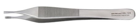 Tissue Forceps Vantage® Adson-Brown 4-3/4 Inch Length Floor / Office Grade Pakistani Stainless Steel NonSterile NonLocking Thumb Handle Straight 7 X 7 Side Grasping Teeth