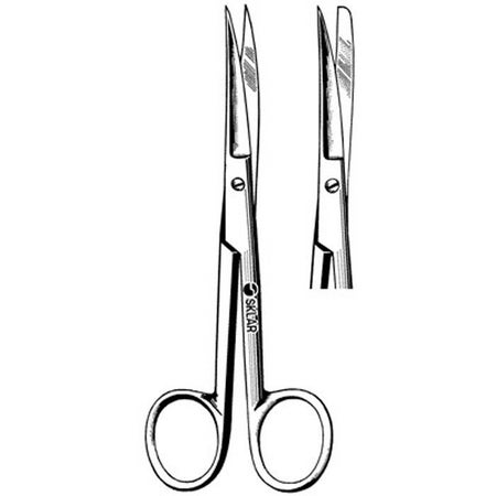 Operating Scissors Sklar® 5-1/2 Inch Length OR / Surgical Grade German Stainless Steel NonSterile Finger Ring Handle Curved on Flat Sharp Tip / Blunt Tip