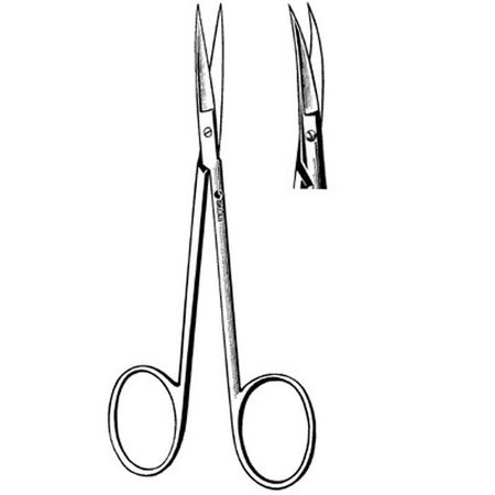 Iris Scissors Sklar® 4-1/2 Inch Length OR / Surgical Grade German Stainless Steel NonSterile Finger Ring Handle Curved Sharp Tip / Sharp Tip