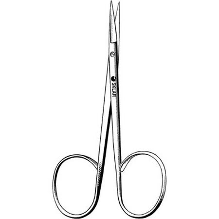 Iris Scissors Sklar® 4 Inch Length OR / Surgical Grade German Stainless Steel NonSterile Finger Ring Handle Straight Sharp Tip / Sharp Tip
