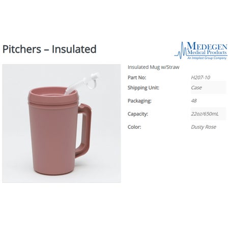 Insulated Drinking Mug Medegen 22 oz. Plastic Rose Reusable