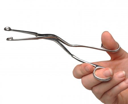 Catheter Forceps ADC® Magill 9-3/4 Inch Length Floor / Office Grade Stainless Steel NonSterile NonLocking Finger Ring Handle Straight Fenestrated Serrated Oval Tips