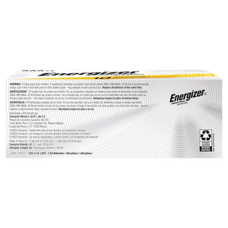 Alkaline Battery Energizer® AAA Cell 1.5 Volt Disposable 4 Pack