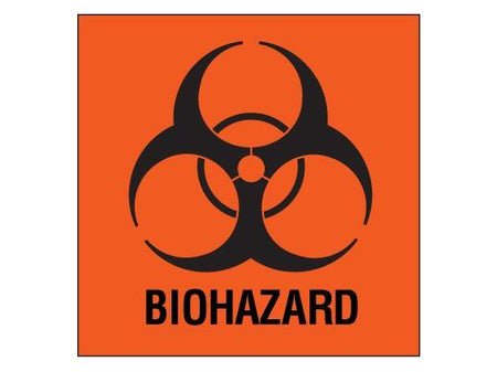 Pre-Printed Label Shamrock Caution Label Fluorescent Red Biohazard / Symbol Black Biohazard 1 X 1 Inch
