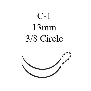 Nonabsorbable Suture with Needle Perma-Hand™ Silk C-1 3/8 Circle Taper Cutting Needle Size 6-0 Braided