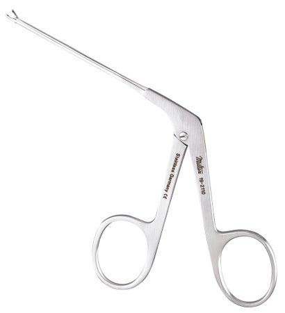 Alligator Forceps Miltex® 3-1/4 Inch Length OR / Surgical Grade German Stainless Steel NonSterile NonLocking Finger Ring Handle Straight Micro, Oval Cup Tips