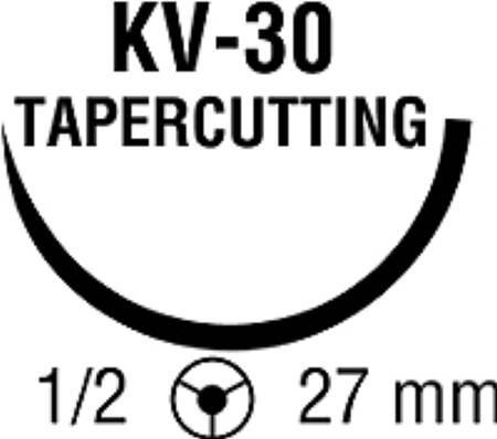 Nonabsorbable Suture with Needle Ti-Cron™ Polyester KV-30 1/2 Circle Diamond Point Needle Size 2-0 Braided