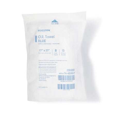 O.R. Towel McKesson 17 W X 27 L Inch Blue Sterile