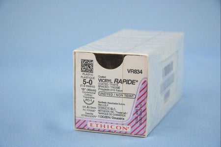 Absorbable Suture with Needle Vicryl™ Rapide Polyglactin 910 PC-1 3/8 Circle Precision Conventional Cutting Needle Size 5-0 Braided