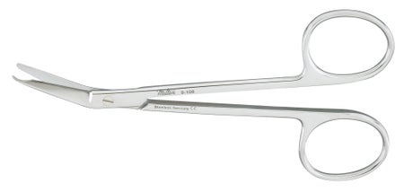 Stitch Scissors Miltex® 4-1/2 Inch Length OR / Surgical Grade German Stainless Steel NonSterile Finger Ring Handle Angled Blunt Tip / Blunt Tip