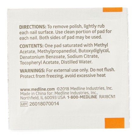 Nail Polish Remover Pad Medline 1-1/4 X 3 Inch