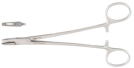 Needle Holder Miltex® Adson 7 Inch Length Fenestrated Jaws Finger Ring Handle