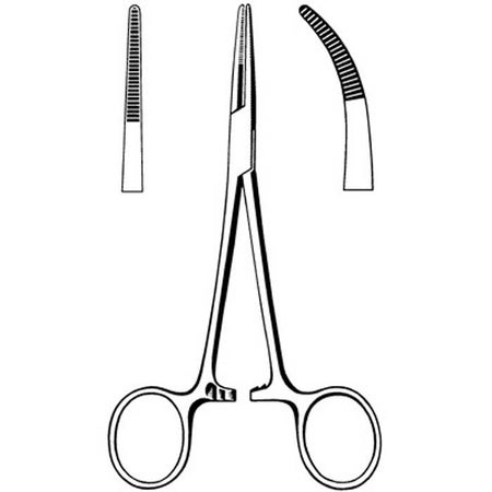 Hemostatic Forceps Merit™ Kelly 5-1/2 Inch Length Floor / Office Grade Pakistani Stainless Steel NonSterile Locking Finger Ring Handle Straight Serrated Tips