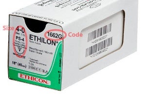Nonabsorbable Suture with Needle Ethilon™ Nylon PS-4 1/2 Circle Reverse Cutting Needle Size 4-0 Monofilament