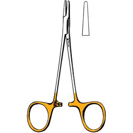Needle Holder Sklar® TC Webster 5-1/4 Inch Length Straight Smooth Tips Finger Ring Handle
