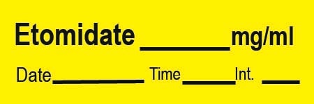Drug Label Timemed Anesthesia Label Etomidate___mg/mL____Date___Time___Ing. Yellow 1/2 X 1 Inch