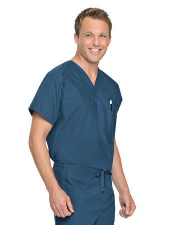 Scrub Shirt Landau Essentials Medium Navy Blue 2 Pockets Short Sleeve Unisex