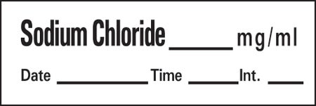 Drug Label Timemed Syringe Label Sodium Chloride_mg/mL Date_Time_Int_ White 1/2 X 1-1/2 Inch
