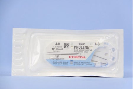 Nonabsorbable Suture with Needle Prolene™ Polypropylene V-47 Straight Taper Cutting Needle Size 4-0 Monofilament