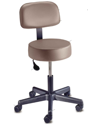 Exam Stool Value Plus Series With Backrest Pneumatic Height Adjustment 5 Casters Black