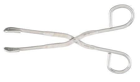 Sterilizer Forceps Miltex® Foerster 11 Inch Length OR / Surgical Grade German Stainless Steel NonSterile NonLocking Finger Ring Handle Straight Serrated Tips with Groove