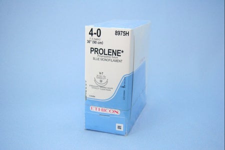 Nonabsorbable Suture with Needle Prolene™ Polypropylene V-7 1/2 Circle Taper Cutting Needle Size 4-0 Monofilament