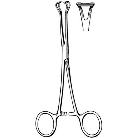 Tissue Holding Forceps Sklar® Babcock 6-1/4 Inch Length OR / Surgical Grade German Stainless Steel NonSterile Locking Finger Ring Handle Straight Fenestrated Serrated Loop Tips