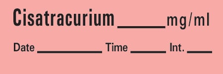 Drug Label Timemed Anesthesia Label Rocuronium_mg/mL Date_Time_Int_ Fluorescent Red 1/2 X 1-1/2 Inch