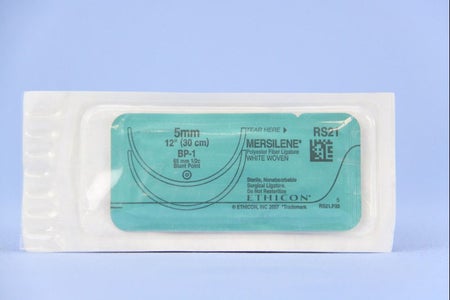 Nonabsorbable Suture with Needle Mersilene™ Polyester BoxP-1 1/2 Circle Blunt Point Needle Size 5-0 Woven