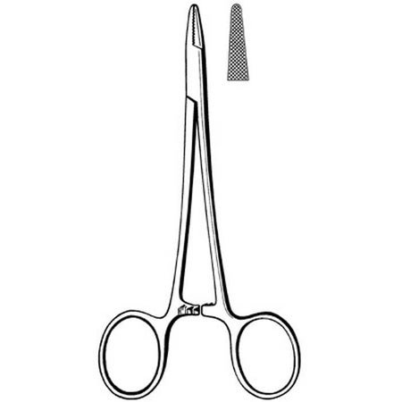 Needle Holder Surgi-OR™ Baumgartner 5-1/2 Inch Length Straight Serrated Jaws Finger Ring Handle