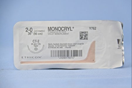 Absorbable Suture with Needle Monocryl™ Poliglecaprone CT-2 1/2 Circle Taper Point Needle Size 2-0 Monofilament