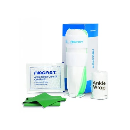 Ankle Sprain Management Kit Ankle Sprain Care Kit™ Includes: Large Air-Stirrup* Ankle Brace for Left Ankle, Ankle Wrap, Cold Pack, Exercise Band, Instructional DVD and Booklet