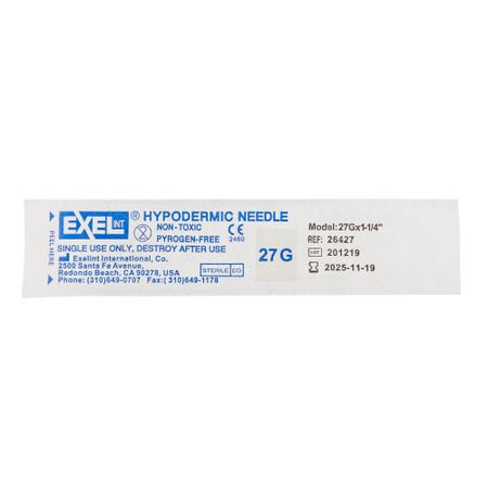 Hypodermic Needle EXELInt® 1-1/4 Inch Length 27 Gauge Regular Wall Without Safety