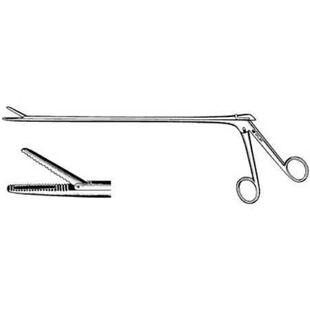 Foreign Body / IUD Removal Forceps Sklar® Mathieu 11 Inch Length OR / Surgical Grade German Stainless Steel NonSterile NonLocking Finger Ring Handle Straight Blunt Serrated Tips