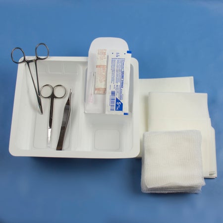 Suture Set Centurion® (1) Tray, 3 Compartment, (1) Adson Forcep 1:2 Teeth, (1) Iris Scissor, (1) Webster Snag Free Needle Holder, (1) Envelope, 3 X 4-1/2 Inch, (1) Needle, 18 Gauge X 1-1/2 Inch, (1) Needle, 30 Gauge X 1 Inch