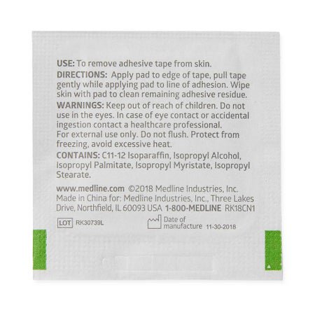 Adhesive Remover Medline Wipe 100 per Box Alcohol Based