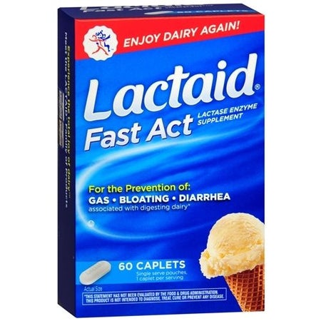 Dietary Supplement Lactaid® Fast Act Lactase Enzyme 9,000 FCC Units Strength Tablet 60 per Box